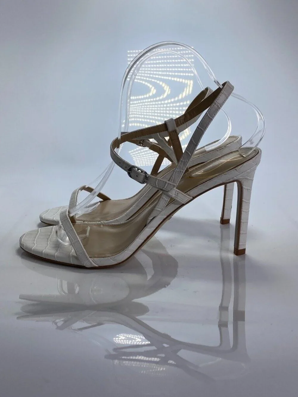 Sam Edelman Women's Croc White Strap Doran Heel Sandal Sz 11